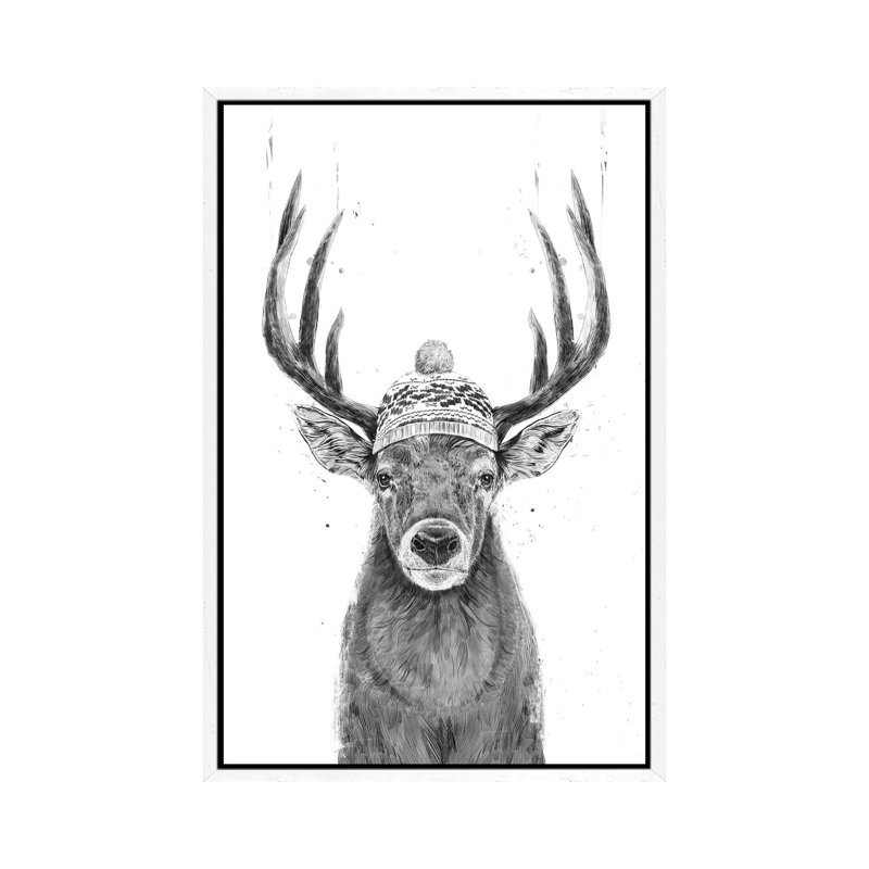 Let's Go Outside In Black And White by Balazs Solti - Print on Canvas, 152.5 cm H x 101.5 cm W, White Framed