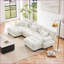 Canapé modulaire en U avec 2 repose-pieds modulaires pour le salon | Chenille | Blanc neige-1491370372