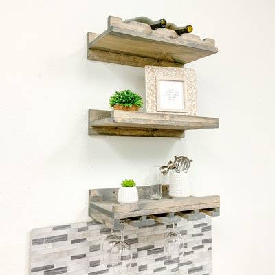 Candelario Solid Wood Wall Mounted Wine Bottle Rack
