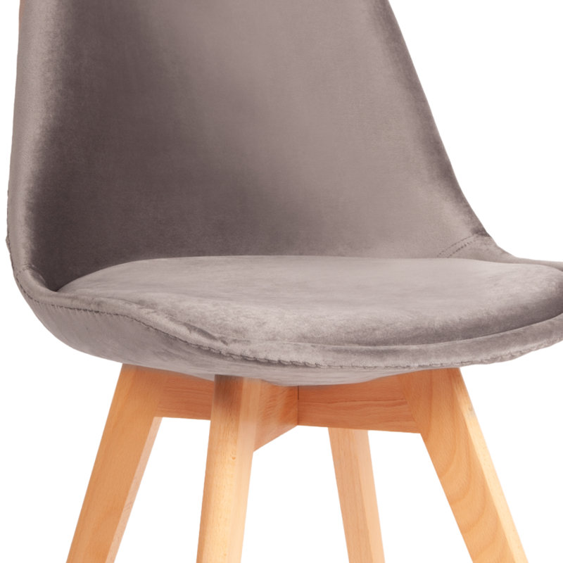 Abert 46cm H Velvet Upholstered Side Chair, Light Grey, 1