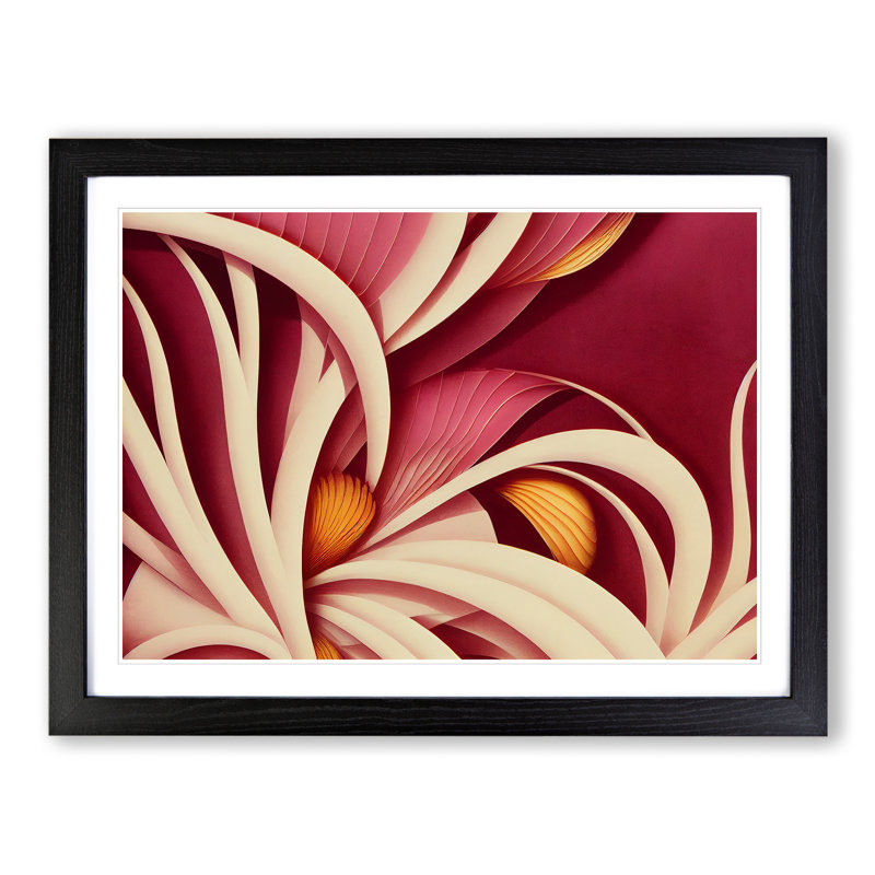 Fine Flowers Deco - Single Picture Frame Print, 46cm H x 64cm W x 2cm D, Black