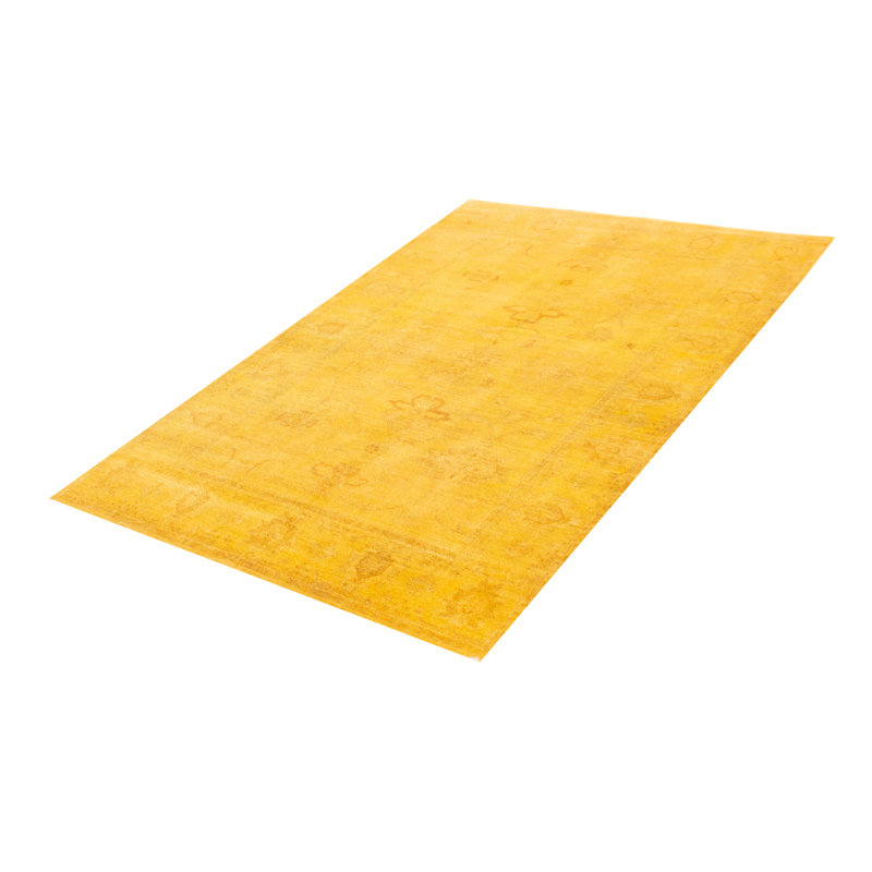 Tapis unique en laine noué à la main doré 6 pi 1 po x 9 pi 0 po