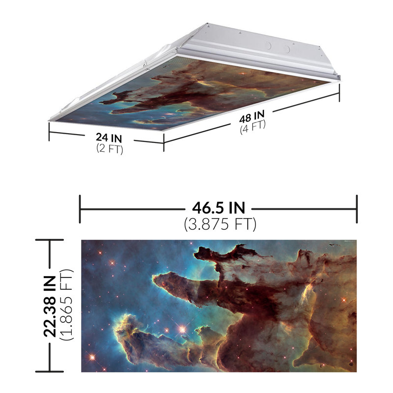 Astronomy Fluorescent Light Covers for Ceiling Lights - For 2x4 Light Fixture - by Octo Lights