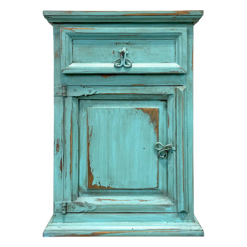 Syn 19.5'' W Solid Wood Nightstand, Turquoise