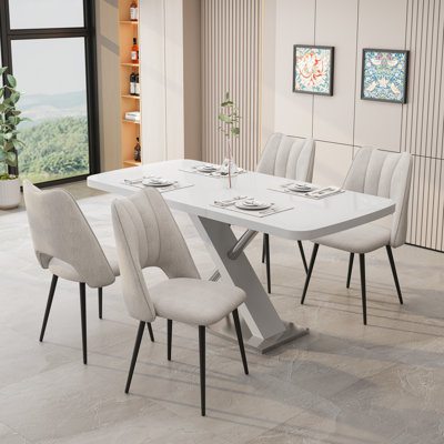 Zaytoune 5-Piece Dining Set with Extendable Table & Upholstered Chairs