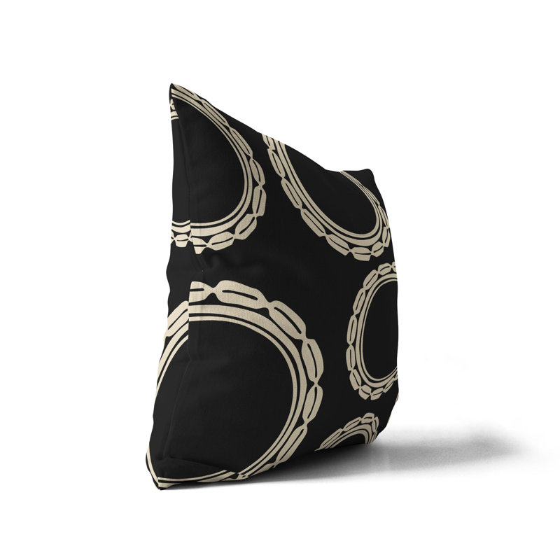 Eartha Abstract Outdoor Reversible Throw Pillow, Black, 19W" x 19H"