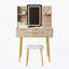 Bureau de coiffeuse à 4 tiroirs jaune brun avec miroir à DEL à intensité variable et tabouret en polyuréthane