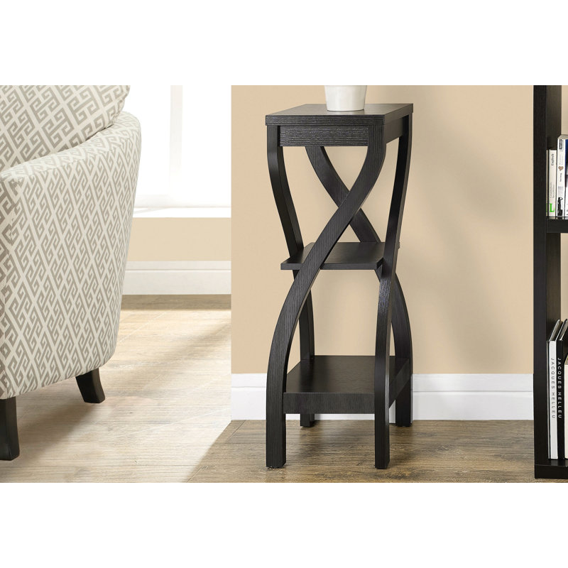 Table d'appoint, côté, bout, support à plante, carré, salon, chambre à coucher, stratifié brun, contemporain, moderne