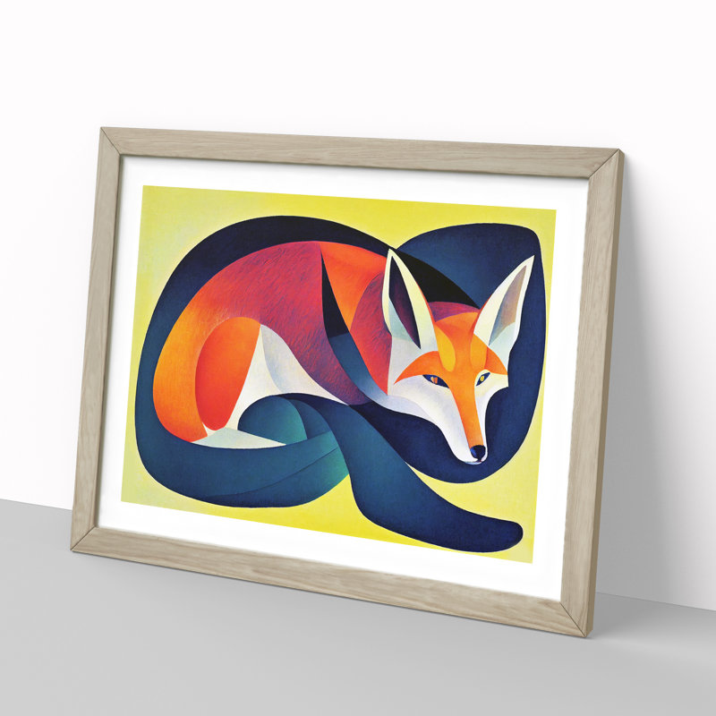 XH1022-356X A Dazzling Abstract Fox - Single Picture Frame Print, 25cm H x 34cm W x 2cm D, Oak