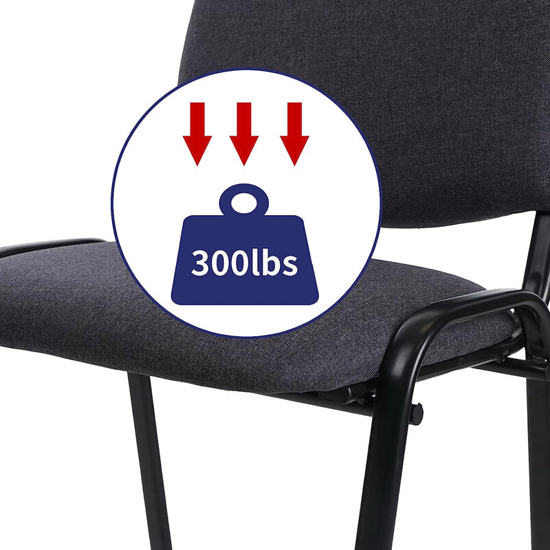Gray Fabric Stackable Chair with Metal Frame and Lumbar Support