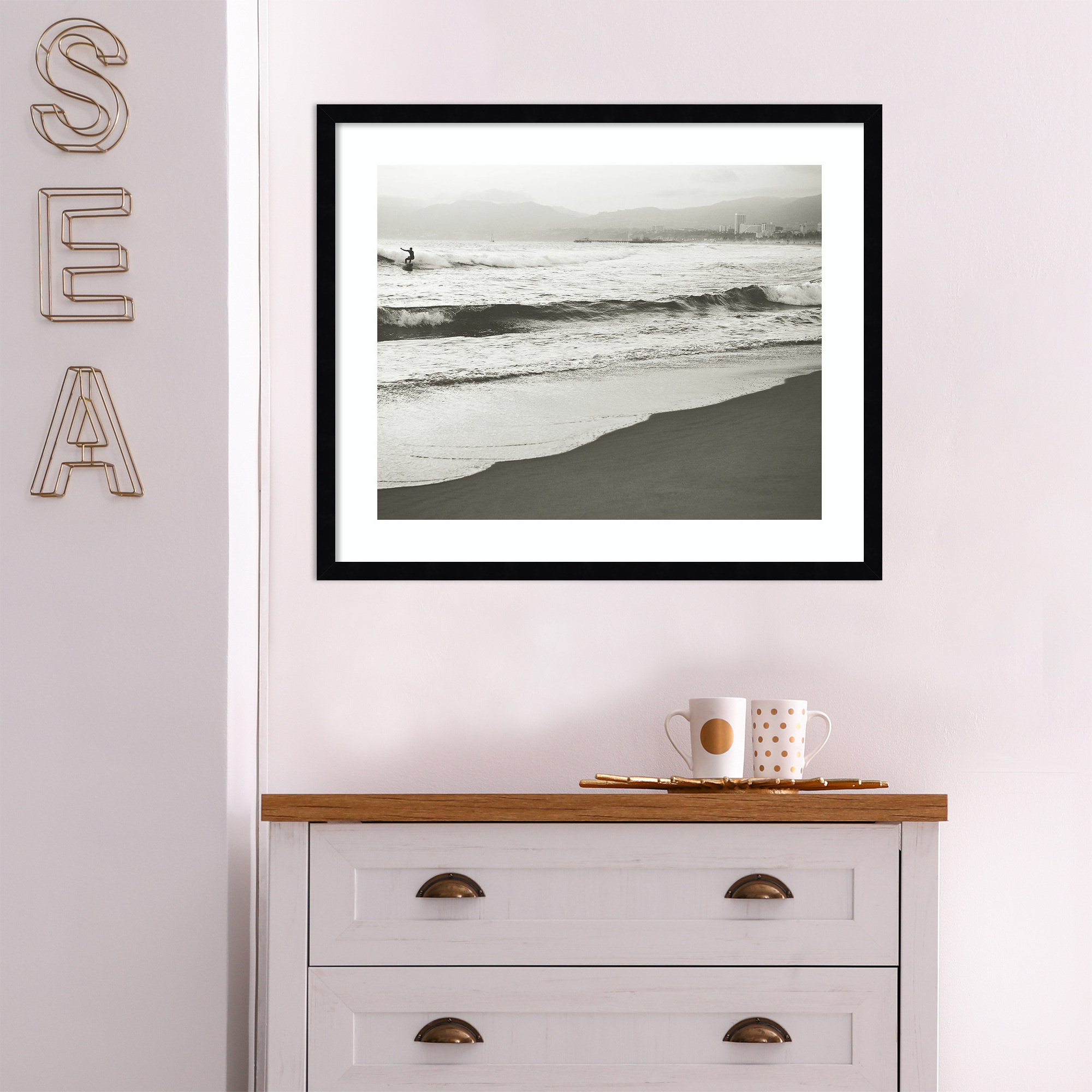 BW Surfer No. 1 by Myan Soffia, 21" H x 25" W, Black Framed