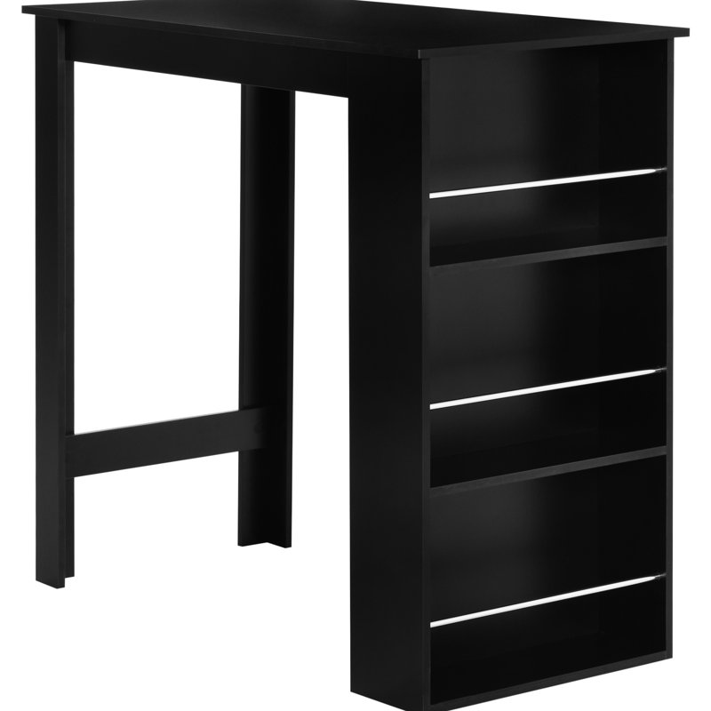 Table de salle à manger moderne avec rangement à 3 tablettes, noir, pour la cuisine et le salon