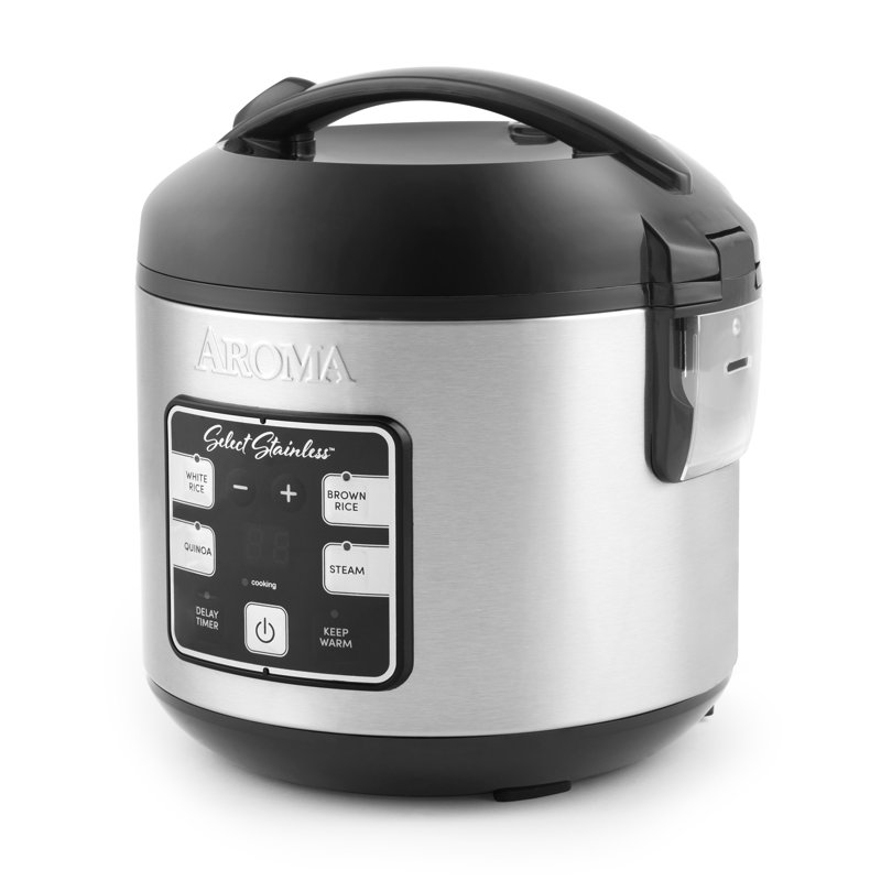 Aroma Select Stainless Rice Cooker, 4-cup (uncooked) / 8-cup (cooked), Stainless Steel Inner Pot, Multicooker, Steamer, 2 Qt