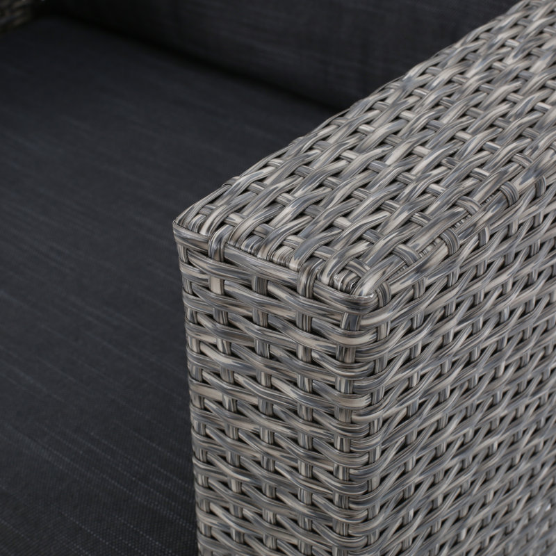Chaise de patio avec coussin Arville, Mélange noir / gris foncé