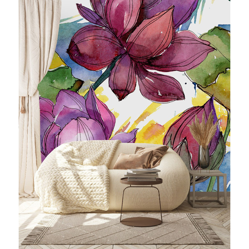 Peel & Stick Floral Wall Mural, 8.33' W x 8.33' L