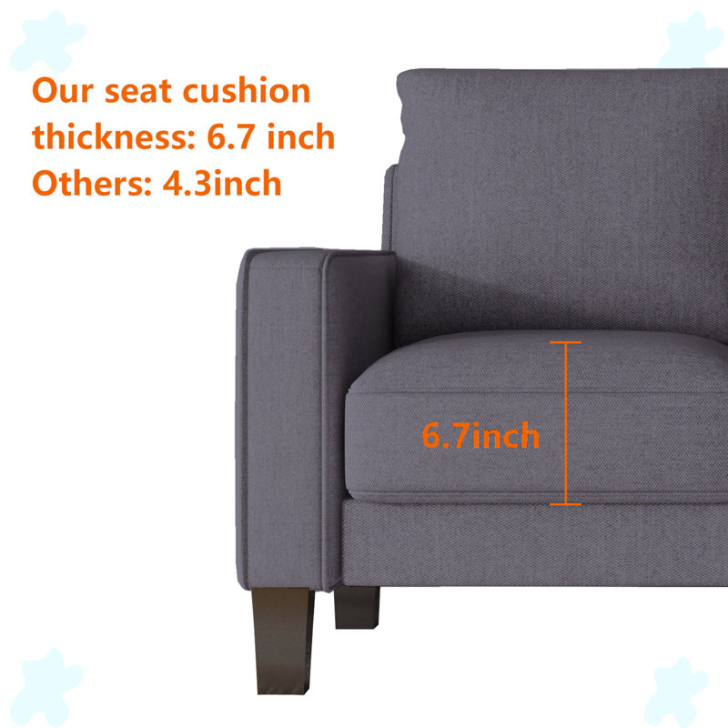 Canapé à accoudoirs carrés 75,12 po, Polyester gris foncé