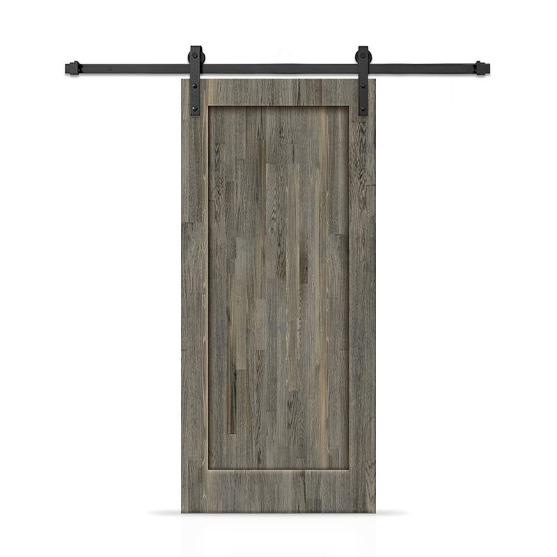 Porte de grange coulissante intérieure en bois de pin teinté 1 panneau avec ensemble de quincaillerie, 36 po x 80 po
