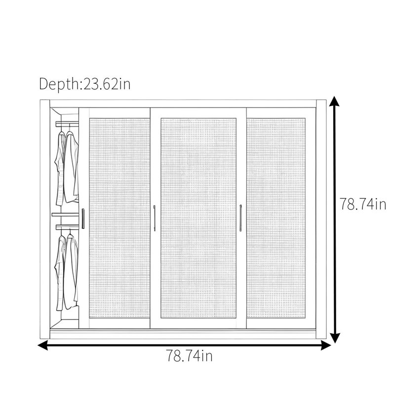 Garde-robe simple et unique, H 78,74 po x l 78,74 po x P 23,62 po