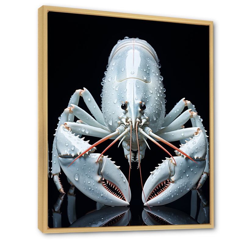 «Modern Modern Black and Blue Crayfish», reproduction sur toile, H 32 po x l 16 po x P 1 po, Cadre naturel flottant