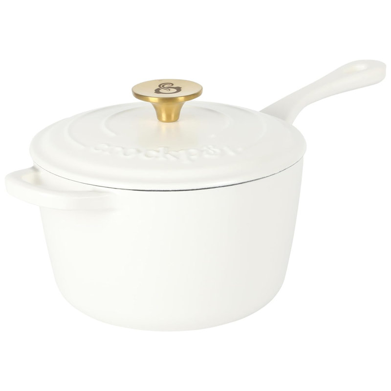 Matte White 3 Qt Enameled Cast Iron Sauce Pan with Lid