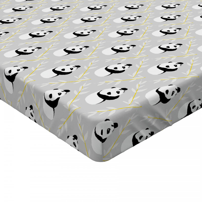 Panda Microfiber Animal Print Fitted Sheet, Gray Panda, Full Fitted Sheet