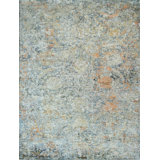Hand Knotted Abstract Area Rug in Gray/Coral
