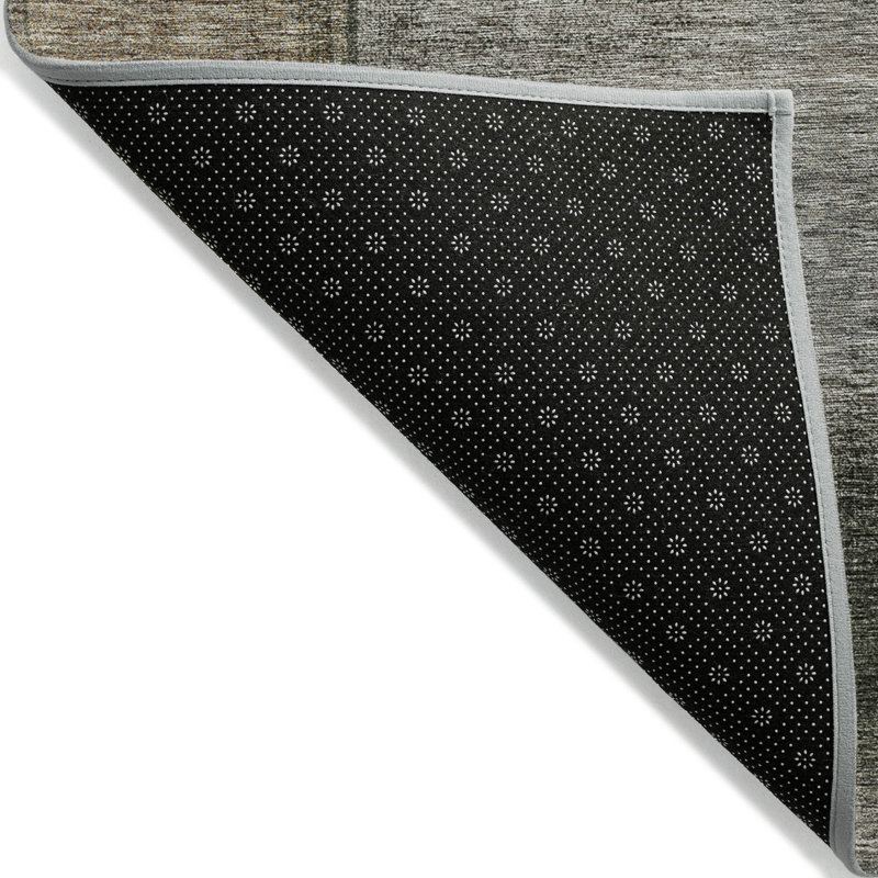 Tapis extérieur rond lavable abstrait 8 'gris et beige taupe