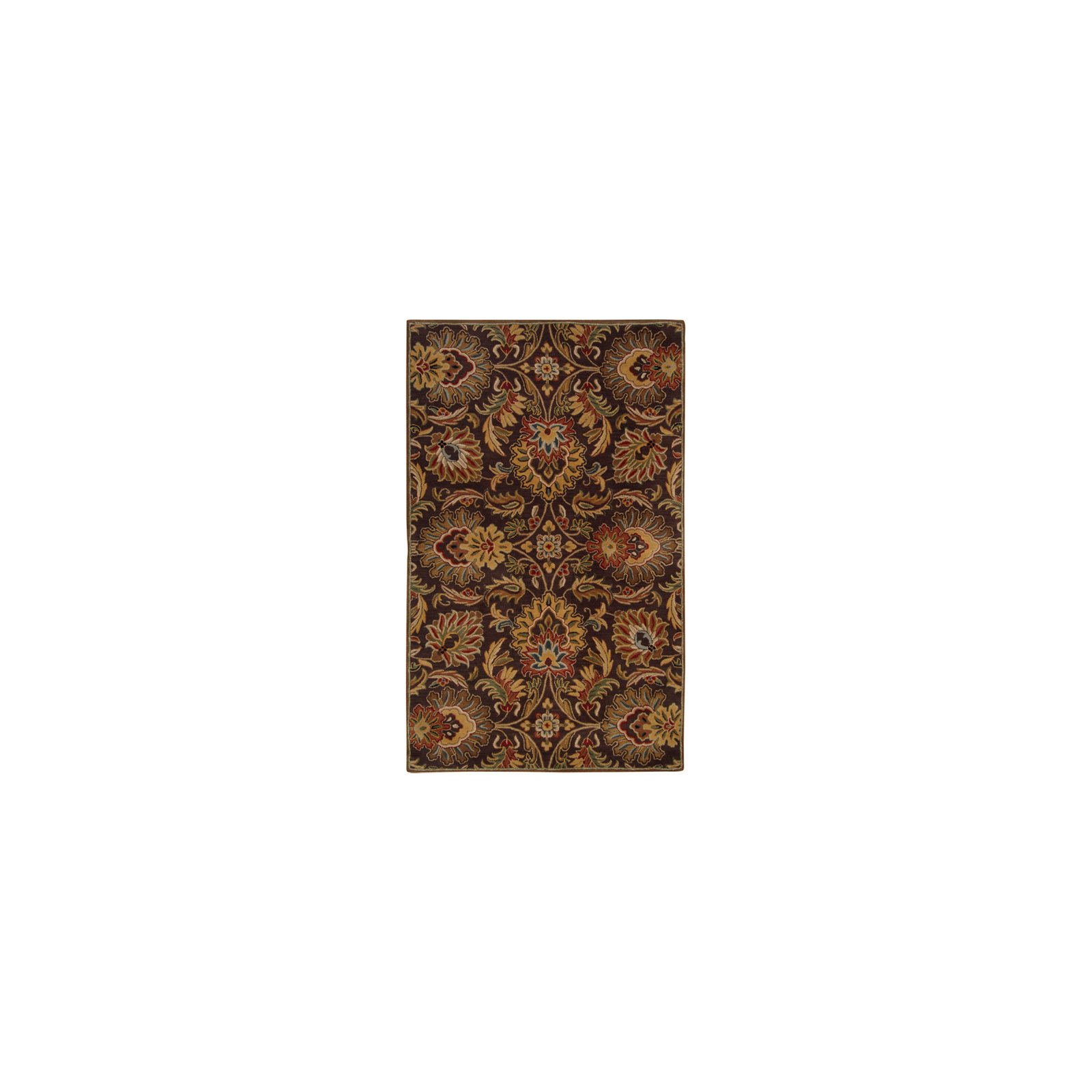 Arden Handmade Wool Dark Brown/Garnet Rug, Rectangle 2' x 3'