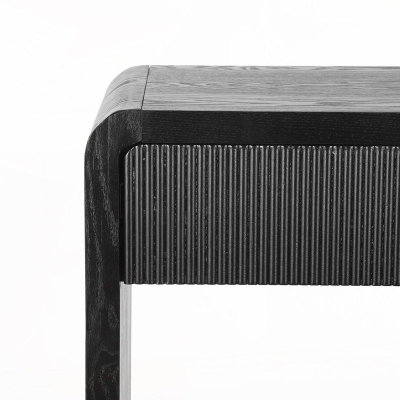 3-Drawer Console Table with Vertical Slats, Black