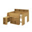 Lit mezzanine double avec bureau à roulettes intégré, 8 tablettes de rangement et lumières DEL-930974273