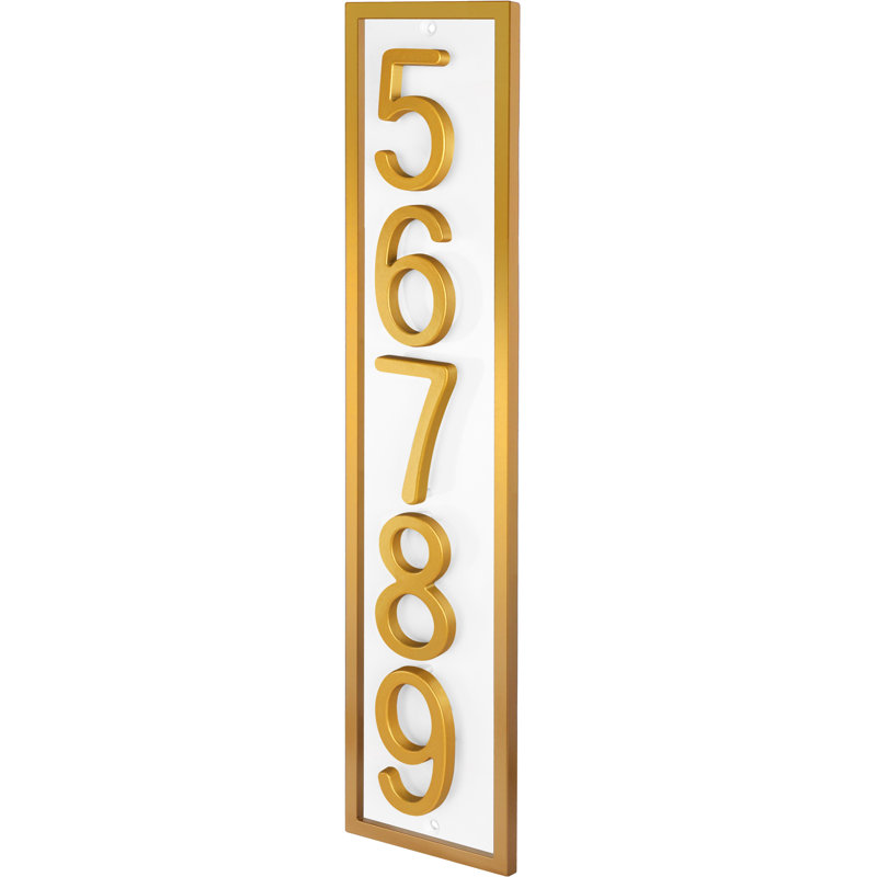 Plaque d'adresse flottante en aluminium Royal Shade, Doré, Oui, Blanc
