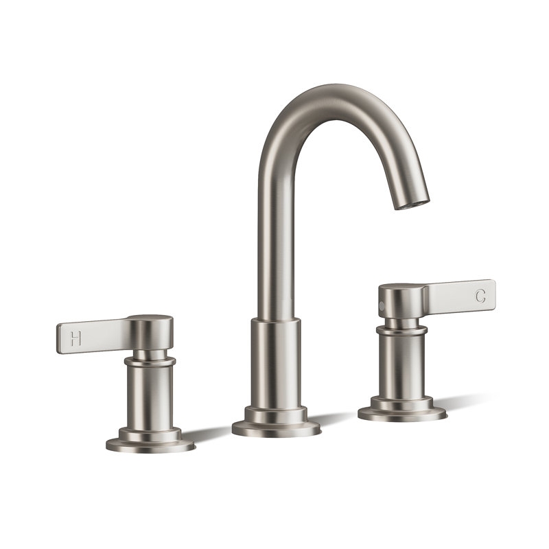 Robinet de lavabo de salle de bain à 3 trous et 2 poignées avec drain, Nickel brossé
