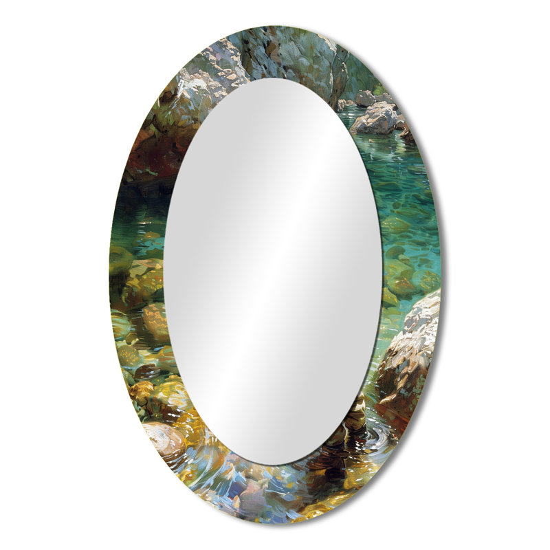 Miroir mural gris traditionnel River Trout, 36 po x 24 po