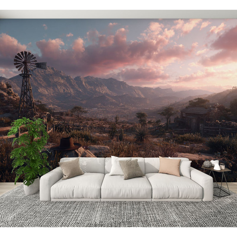 Papier peint adhésif rustique Vast Plains Dusk, L 144 po x l 100 po