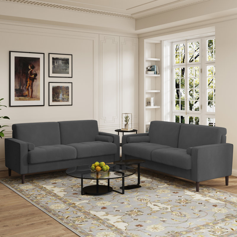 Carmelinda 157Cm Square Arms Sofa, Dark Grey
