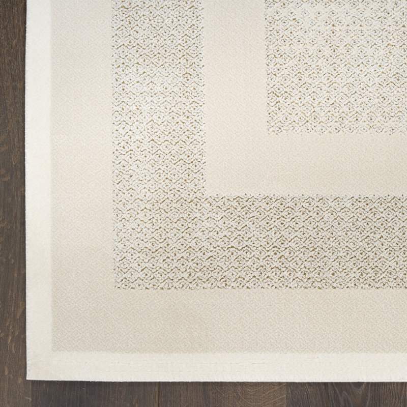 Abstract Machine Made Area Rug, Ivory Taupe, Rectangle 119 x 180 cm