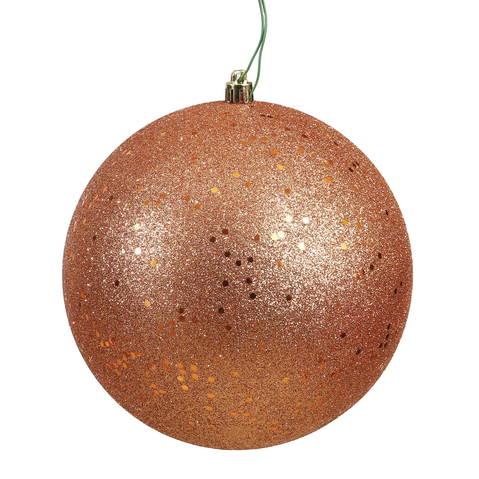 Christmas Ball Ornament, 6" H x 6" W x 6" D, Sequin Rose Gold