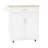 Kitchen Island With Adjustable Shelves, Drawer, Towel Rack & Stable Construction White Lockable , Double Doors, Solid Rubber Wood Top-2147257935