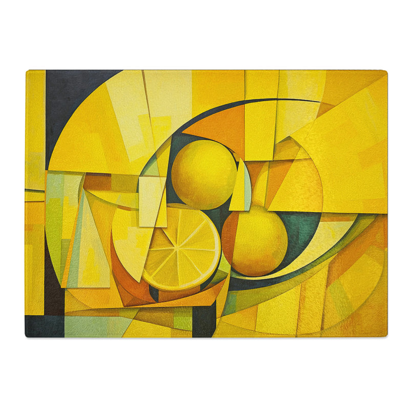 Lemon Fruit Constructivism  Glass Chopping Board