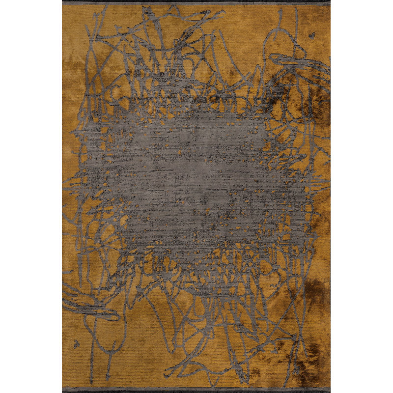 Rapture Orange/Gray Abstract Luxury Area Rug, Rectangle 7'10" x 11'2"