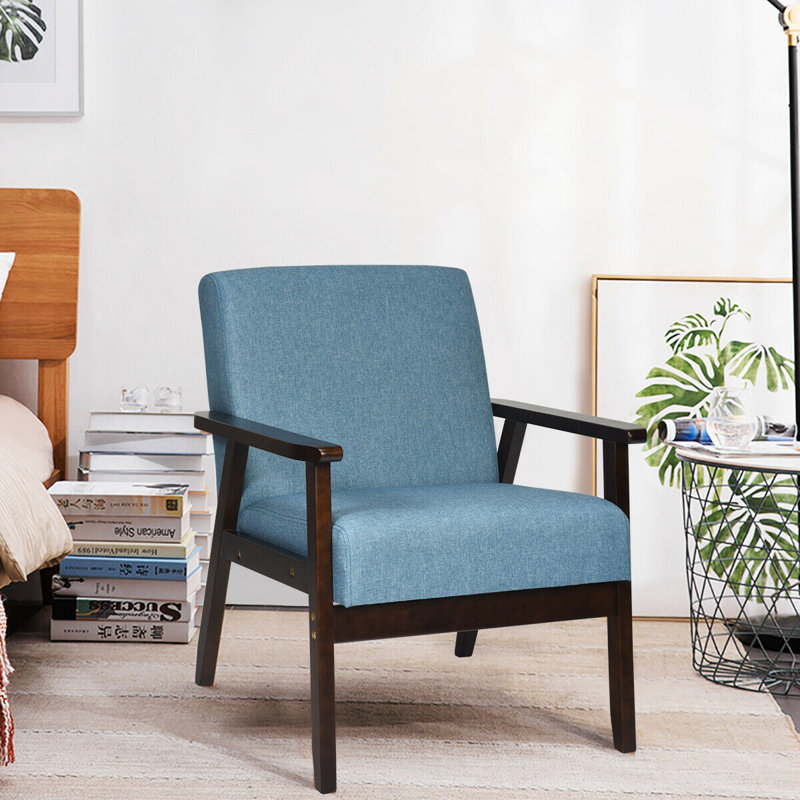 Fauteuil en lin l 23 po Janyce, Lin bleu
