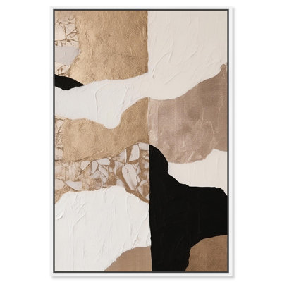 «Rocks in Gold», art mural moderne neutre par Art Remedy