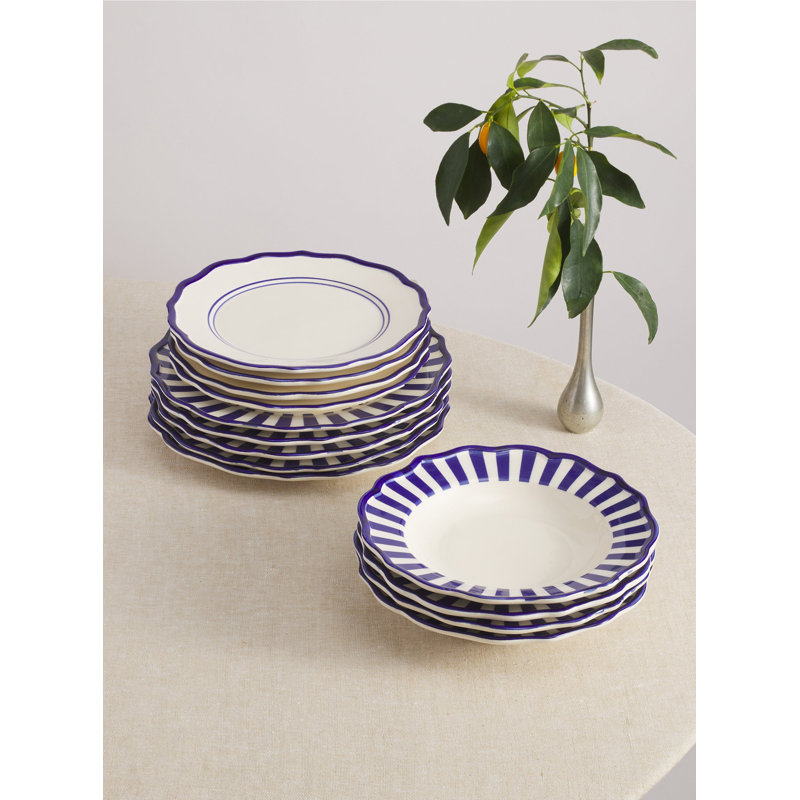 12 Piece Mixed Dinnerware Set with Pasta Bowl - RJR, Blue