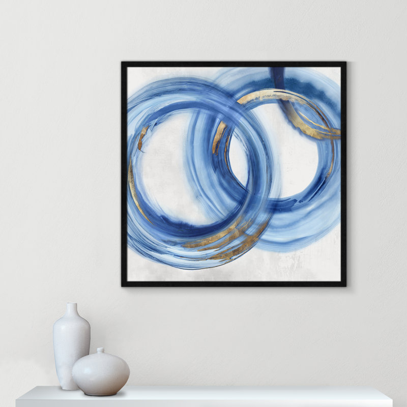 «Blue Cosmic Cascade I» par Emma Peal, Papier avec cadre simple noir, Pas de tapis, H 23,5 po x l 23,5 po x P 0,75 po