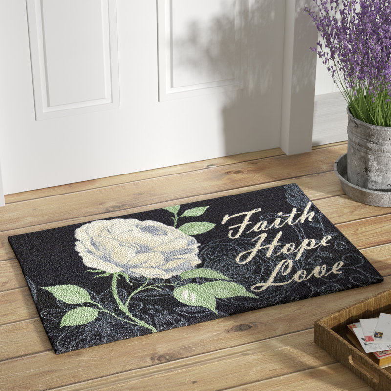 Tapis d'entrée noir Daejha 32 po x 20 po