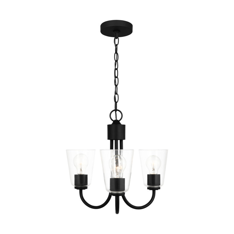 Lustre à trois lumières Miles de Génération Lighting , H 16,25 po x l 21,5 po x P 21,5 po, Nuit noire, Trois lumières
