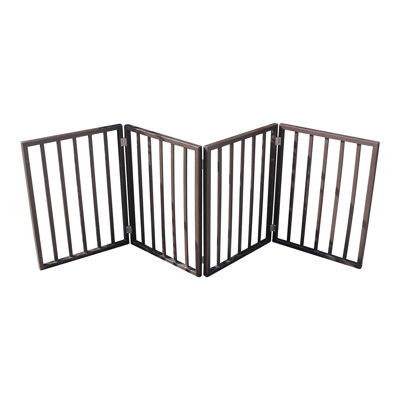 Arc Wooden Freestanding Folding Dog Gate 24"H X 72.4"W Brown