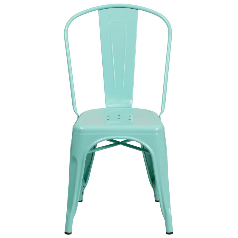 Chaise d'appoint empilable en métal Lily, Menthe