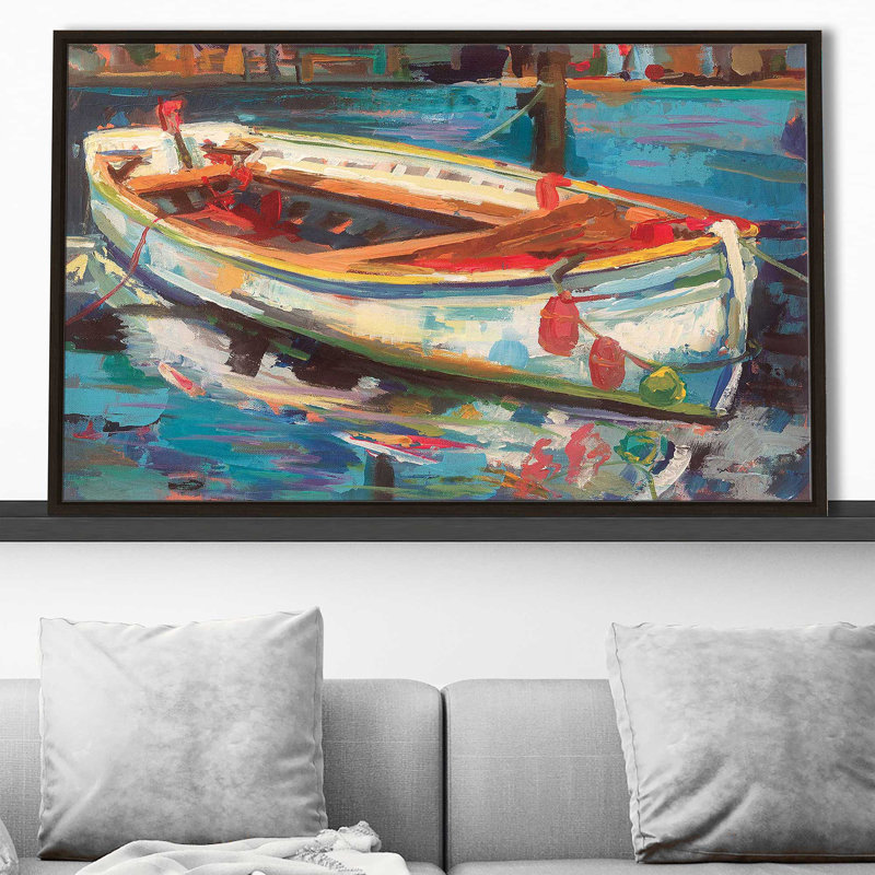 Bateau solo - Peinture, Cadre flottant espresso, H 27,5 po x l 43,5 po x P 2 po