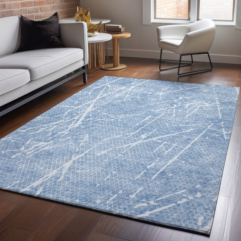 Red 5' x 7' Washable Synthetic Rectangular Rug